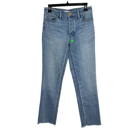 TORY BURCH Pardon My French Medium Wash Frayed Hem Crop Jeans size 28 - Picture 1 of 16